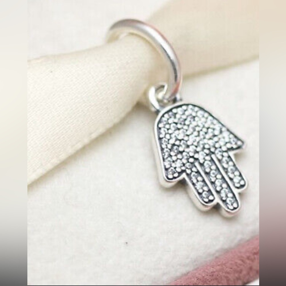 Authentic Pandora 925 Hamsa with cz sparkle.